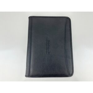 Leeds Rockwell Automation Black Faux Leather Zip Up Portfolio Padfolio Organizer